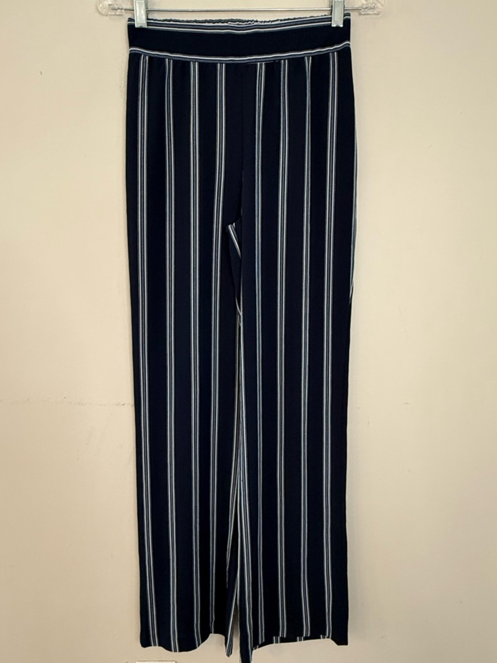 Love Nation navy & white striped pull on straight leg pants SZ SM